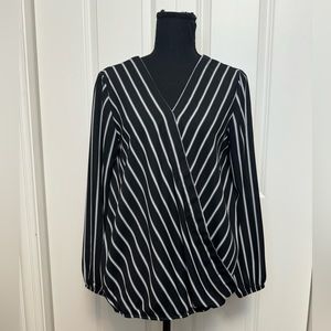 APT 9 Stripe Cross Front Blouse